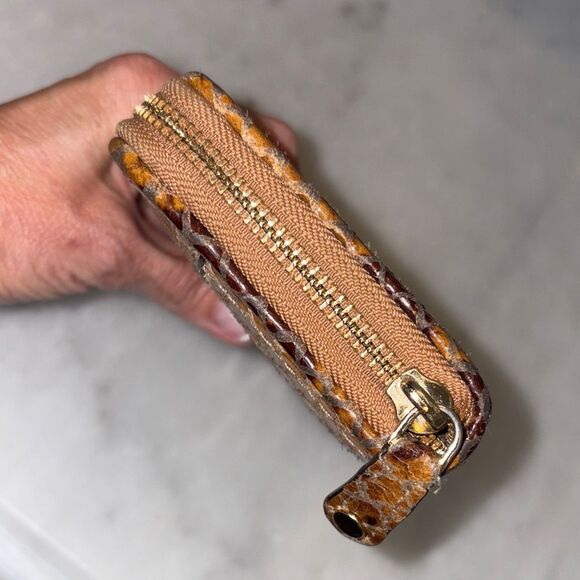 Michael Kors Wallet Leather Snake Moxley Brown Python Full Zip Continental - Picture 9 of 16